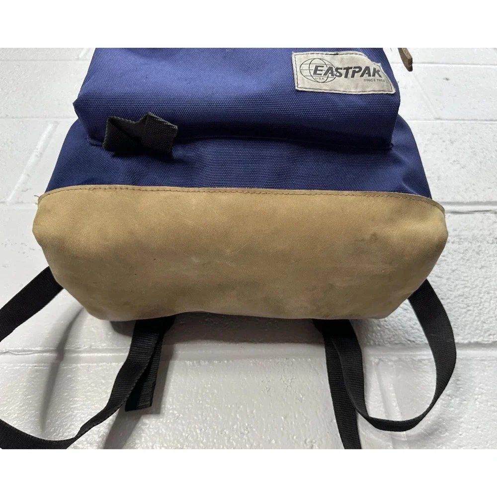 EASTPAK Rowlo Leather Bottom‎ Flip Top Backpack / Navy Blue